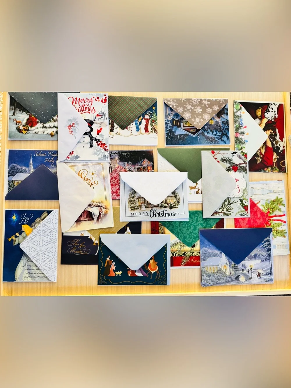 Set of 17 Holiday Christmas Greeting Cards with Envelopes - Assorted Unique